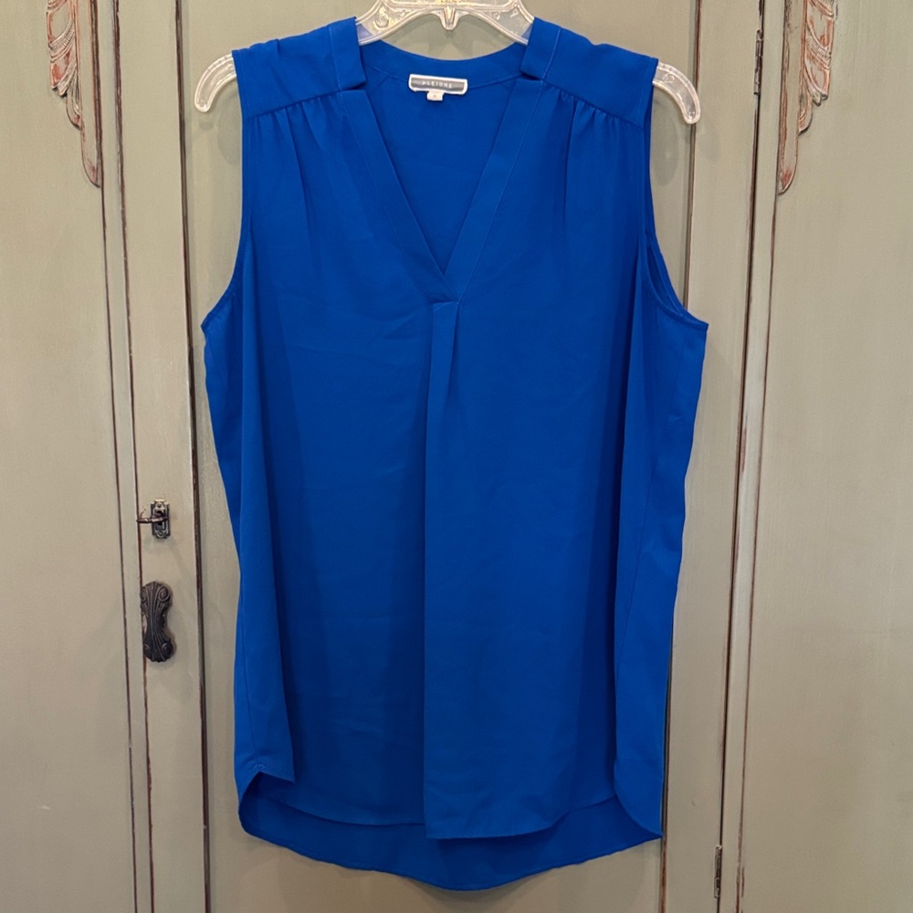 Pleione Vibrant Blue V-Neck Blouse
